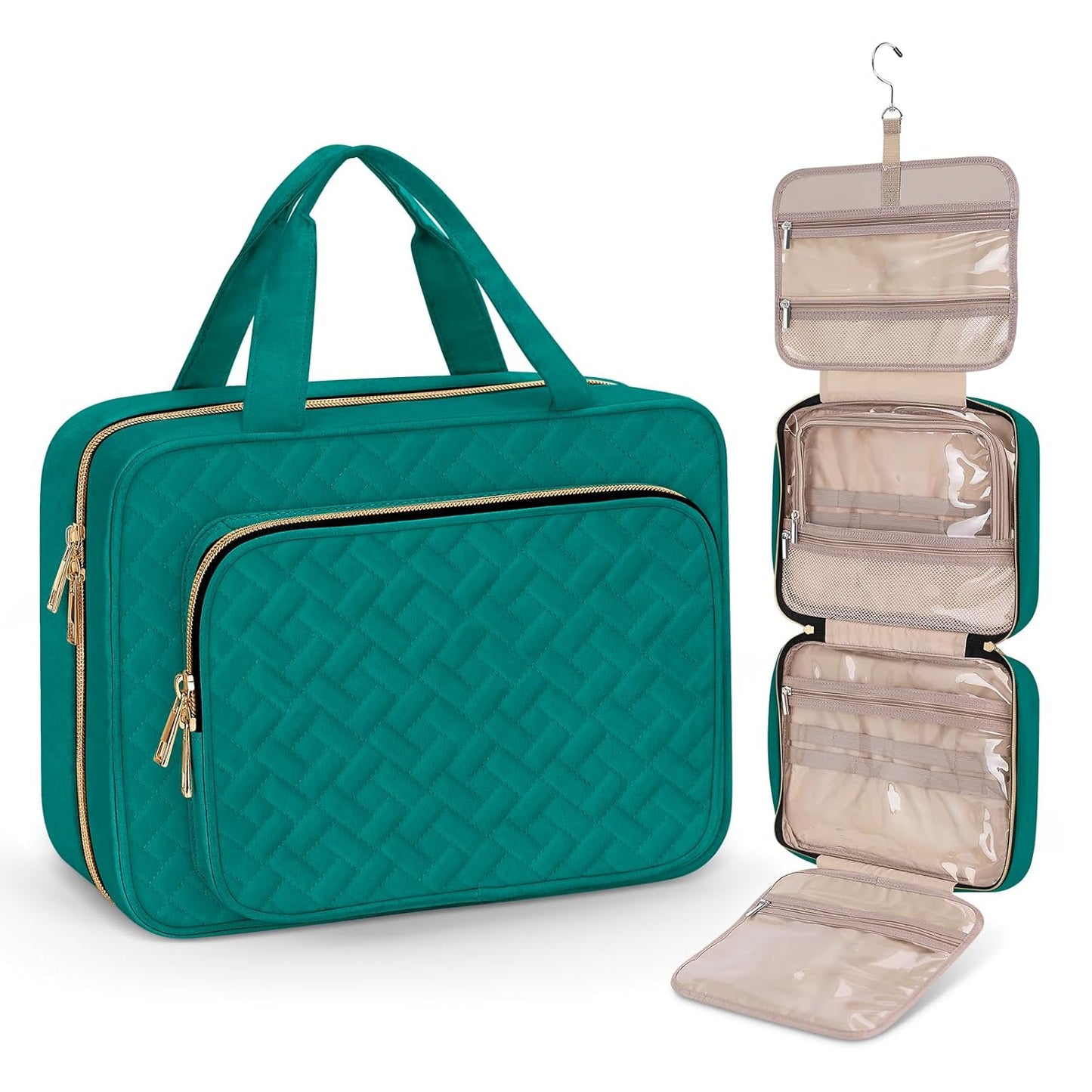 Wedama Toiletry Bag for Women, Large Cosmetic Travel Bag, Hanging Toiletry Bag for Bathroom, Thickened PVC Waterproof Travel Makeup Bag, Toiletries Bag for Travel Business Trips and Camping