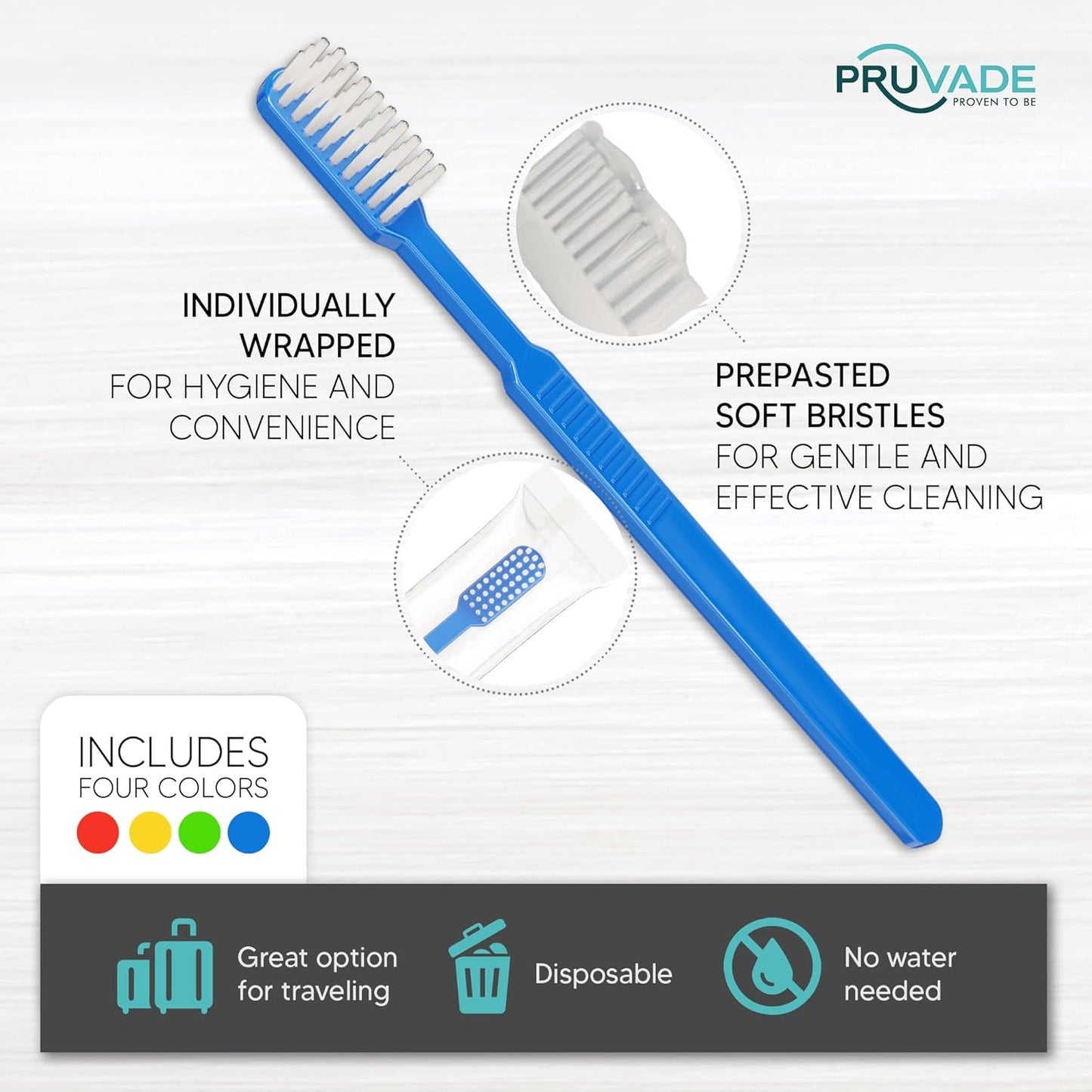 100 Pack Disposable Toothbrushes with Toothpaste Built In - Prepasted Toothbrushes Individually Wrapped - Single Use Waterless Tooth Brush with Soft Bristles for Airbnb, Hotel, Camping, Travel