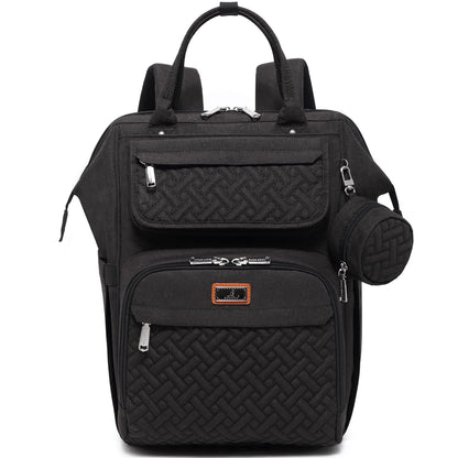 BabbleRoo Diaper Bag Backpack, Multifunction Nappy Changing Bag with Changing Pad, Stroller Straps & Pacifier Case, Unisex Stylish Travel Back Pack for Moms & Dads - Black