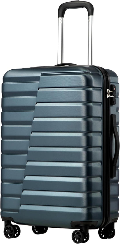 Coolife Carry On Luggage Airline Approved with Wheels Hard Shell Suitcase Spinner TSA Lock Telescopic Handle (20-inch-Teal blue)