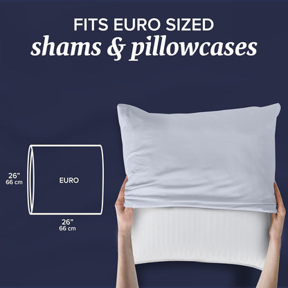 Beckham Hotel Collection Euro Size Throw Pillows (Set of 2), 26 x 26 Down Alternative Pillow Insert for Bed, Couch, and Sofa