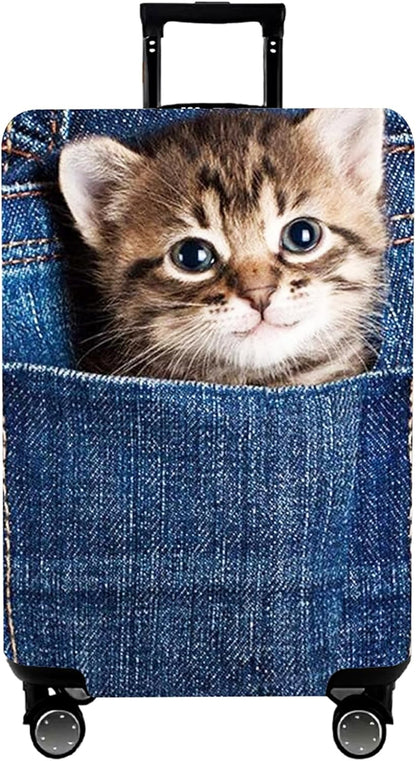WUJIAONIAO Travel Luggage Cover Baggage Suitcase Cover Protector Skins 18-32 Inch (Cat B, M (for 22-24 inch luggage))