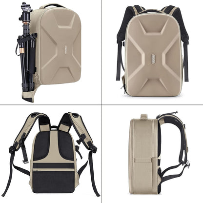 MOSISO Camera Backpack, DSLR/SLR/Mirrorless Photography Camera Bag 15-16 inch Waterproof Hardshell Case with Tripod Holder&Laptop Compartment Compatible with Canon/Nikon/Sony, Camel