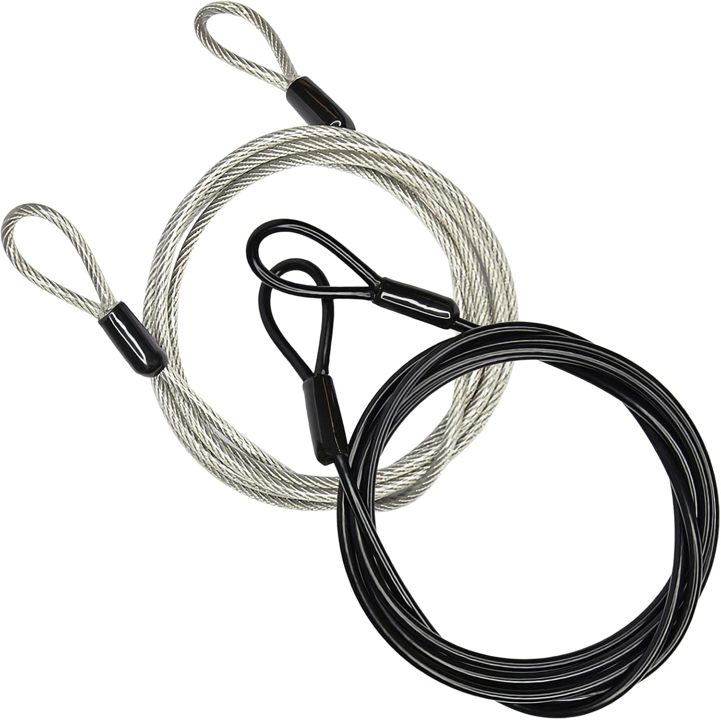 3mm 200CM/6.6ft Long Outdoor Travel Security Cable Lock,Braided Steel Coated Safety Cable Luggage Lock,Safety Cable Wire Rope Chain Lock Double Loop Lightweight (2 Pack)