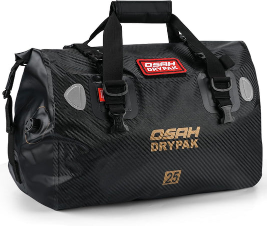 Waterproof Duffel Bag - Motorcycle Dry Bag Tail Bag with Large Storage Space, Waterproof Luggage Duffle Bags with Outer Mesh Zipper Pocket for Camping, Kayaking, Fishing & Traveling