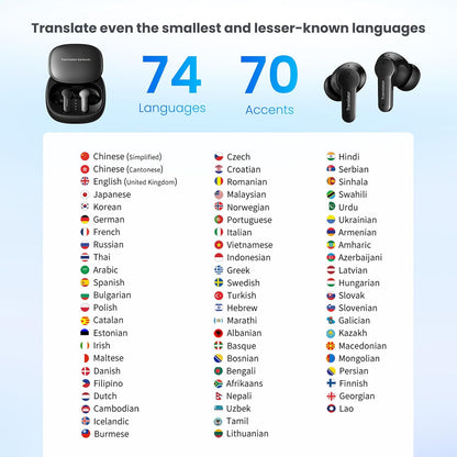 Offline AI Translator Earbuds M3 Language Translator Device Translation Earbuds Real Time Support 144 Languages No Subscription Required (with Lifetime Free Offline Translation Black)