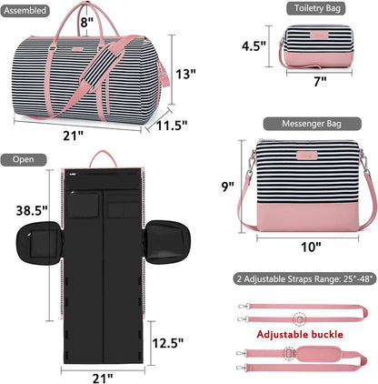 Convertible Garment Duffel Bag for Travel - Carry On Garment Bags With Toiletry Bag Large Weekender Bag for Men Women 2 in 1 Hanging Suitcase Suit Travel Duffel Overnight Bags 4pcs Set