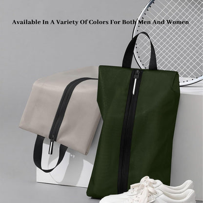 Shoe Bags for Travel Waterproof Odor Absorbing Lightweight Golf Soccer Shoe Storage Organizer Pouch with Smooth Zipper and Handle, Portable Travel Essentials (Dark Green, 1-Pack)