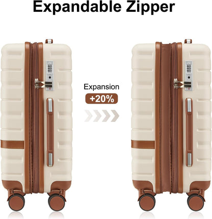 Carry On Luggage Set 22x14x9 Airline Approved， Expandable Hard Shell Suitcase with Spinner Wheels TSA Lock，3 Piece Lightweight Travel Luggage (Navy)