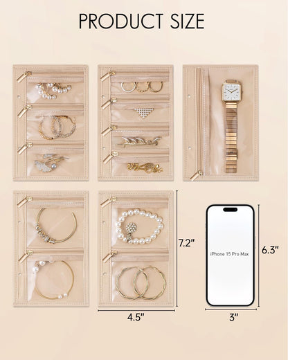 Vlando Jewelry Box for Girls Women,5 Pcs Jewelry Bags,Display Portability Jewelry Pouch Storage for Gem Diamond Necklaces Rings Earrings Bracelets