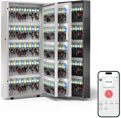 WeHere 360 Lock Box Wall Mount, APP Bluetooth/OTP/Wi-Fi/Fixed Code/Key Unlock, Smart Cabinet With Tag, Organizer Holder, Management Directory for Office, Valet, Realtor, Hotel
