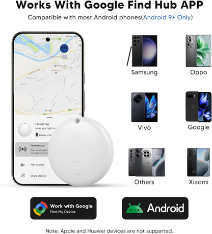 Air Tracker Tag for Android Smart Tag（Not for iOS）Air Tracker Tags-4 pack Android Work with Google Find Hub App Key Finder Bluetooth Tracker Item Locator for Purse, Keys, Luggage, Backpack, Pets，etc.