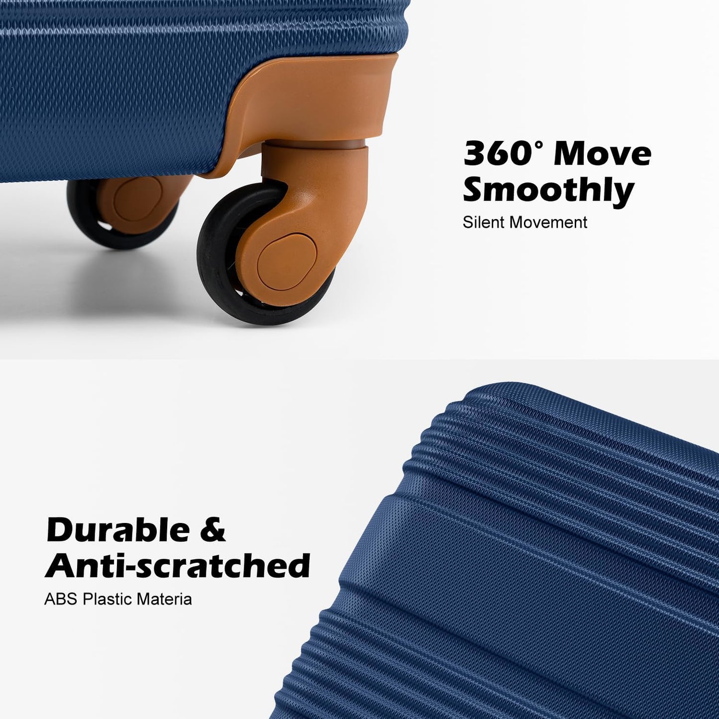 LONG VACATION 6 Piece ABS+PC Hardshell Luggage Set with Spinner Wheels, Lightweight suitcase set with TSA Lock & YKK Zipper