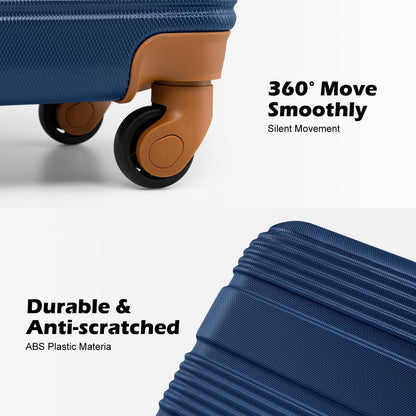 LONG VACATION 3 Piece Carry On Luggage 20 Inch Suitcase with Spinner Wheels, ABS+PC Hardshell Suitcase set with TSA Lock & YKK Zipper