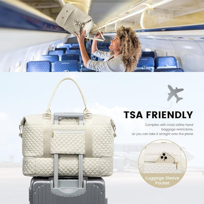 LOVEVOOK Travel Duffle Bag,Weekender Bags for Women with Shoe Compartment，Carry on Overnight Bag with Toiletry Bag,Gym Duffel Bag with Wet Pocket, Hospital Bags for Labor and Delivery