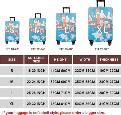 WUJIAONIAO Travel Luggage Cover Baggage Suitcase Cover Protector Skins 18-32 Inch (Eiffel Tower, XL (for 29-32 inch luggage))