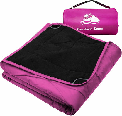 Outdoor Waterproof Blanket, Foldable Fleece Stadium Blanket for Outdoor Sports Event, Camping, Concerts, Car, Pet, Picnics - Windproof, Wearable, Machine Washable 80" x 58"