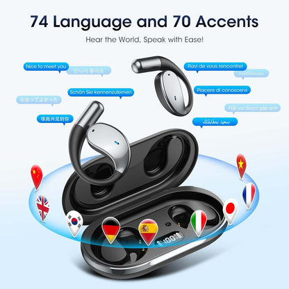 AI Translation Earbuds Real Time, 2025 Upgraded 144 Language Translator Earbuds for iPhone and Android 6-in-1 Translation Headphones with 6 Mode, Translating Device for Travel Business Learning(Black)