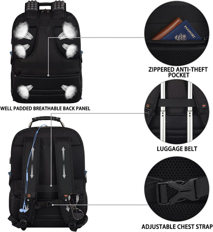 Laptop Backpack, Blue, 55L Capacity, TSA Approved, Multipurpose, Convenient USB Port, Comfortable Back Design, Durable Polyester Fabric
