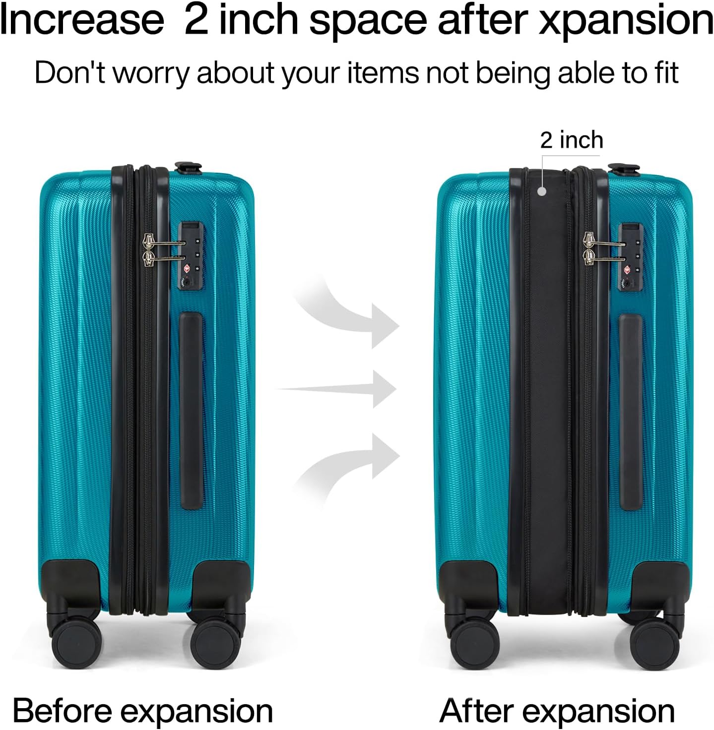 Hanke Expandable Hard Shell Luggage Sets 2 piece Carry on Luggage with Wheels Suitcases Lightweight Checked Tsa Luggage Rolling Large Suitcase Travel Luggage Bag Woman Men 20/29 Inch(Caribbean Blue)