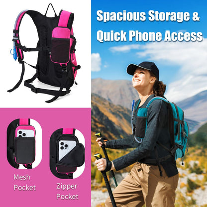 Hydration Backpack Pack with 2L Water Bladder 18L Hiking Backpack Women Men Lightweight Hydropack Insulated Daypack for Biking, Running, Festival