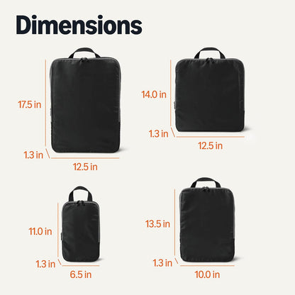 Amazon Essentials Ultralight Compression Packing Cubes Packing Organizer black 4 pack Black