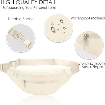 MAXTOP Large Crossbody Fanny Pack with 4-Zipper Pockets,Gifts for Enjoy Sports Festival Workout Traveling Running Casual Hands-Free Wallets Waist Pack Phone Bag Carrying All Phones