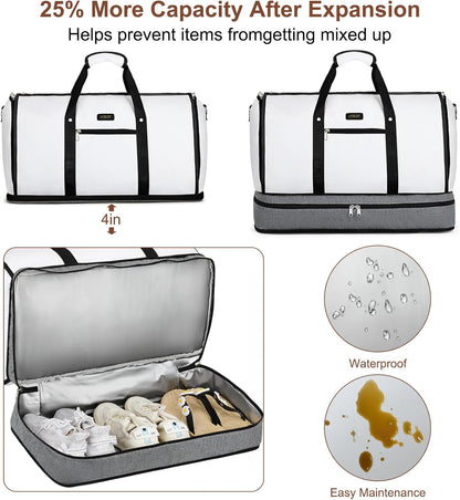 Garment Duffle Bag for Travel - Convertible Carry on Garments Duffel Bags Travel Bag for Women Men Large Weekender Bag with Shoes Compartment 3 in 1 Hanging Clothes Suit Dress Bag 3pcs Set