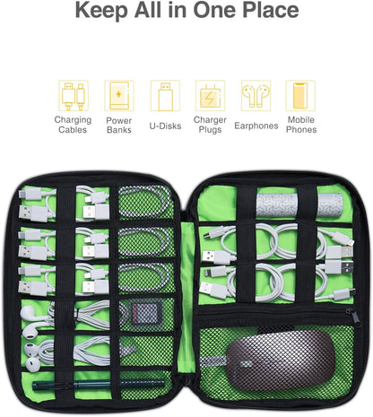 Luxtude Travel Cable Organizer Bag, Flat Cord Organizer Bag, Portable Electronics Case, Travel Essentials for Wire/Cord Storage/Charger Case/Cable Storage/Tech Accessories Pouch/Tech Gifts