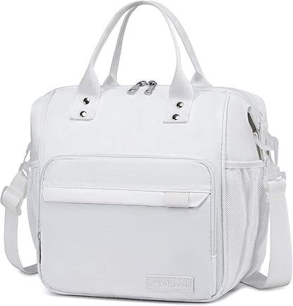 TuErCao White Lunch Bag Fits Bento Boxes, Snack and Foods, Cooler Bags Insulated Lunch Box for Women for Work