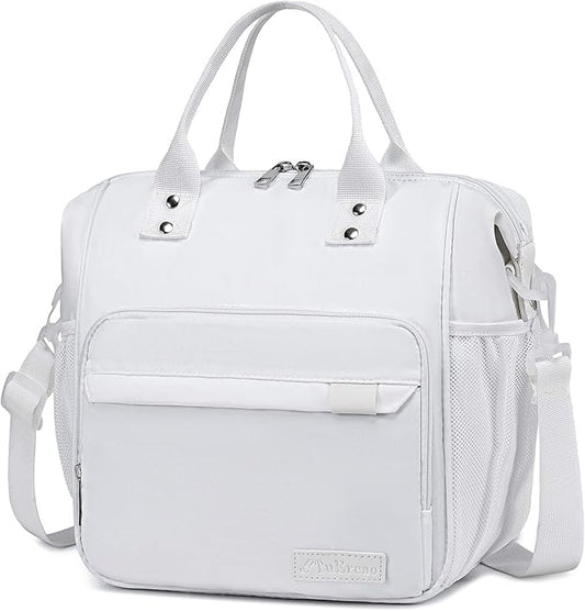 TuErCao White Lunch Bag Fits Bento Boxes, Snack and Foods, Cooler Bags Insulated Lunch Box for Women for Work