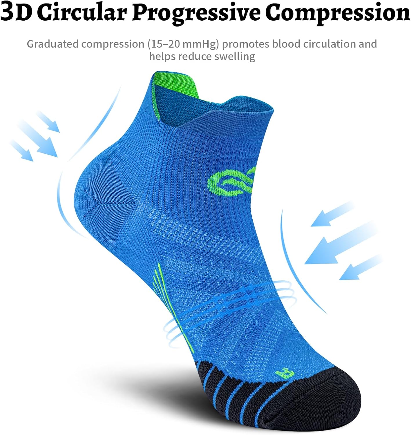 PAPLUS Ankle Compression Sock for Men and Women 2/4/6 Pairs, Low Cut Compression Running Sock with Ankle Support