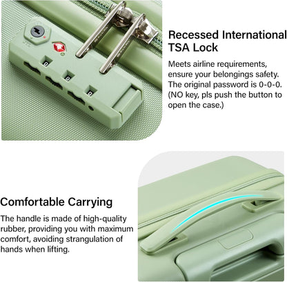 Hanke 26 Inch Luggage Large Suitcase With Spinner Wheels Tsa Luggage Suitcases Hard Case Luggage For Women Men Rolling Checked Luggage(Bamboo Green)