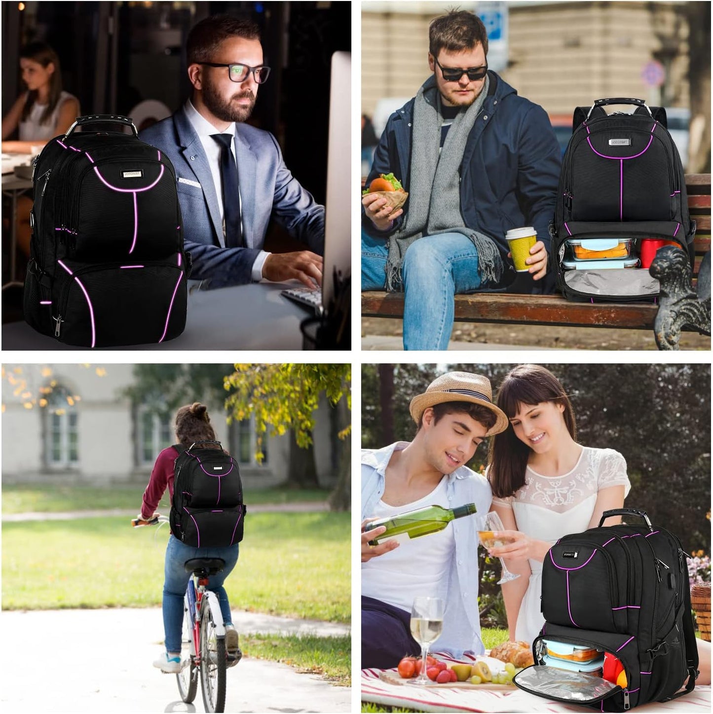 VECKUSON Laptop Backpack, 15.6 Inches, Purple, Unisex