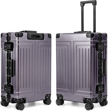 All Aluminum Carry On Luggage，Cut from Whole Aluminum Sheet，22x14x9 Airline Approved ，（3rd Generation，Premium Metal zipperless suitcase ） (grey, 24inch)