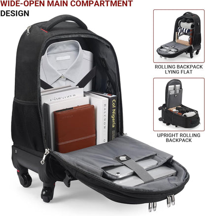 StarCloud 18-inch + 24-inch Checked Backpack Combo Set Large Rolling Backpack with 4 Wheels, Travel Commute Bag, Carry on Luggage Trolley Suitcase (4 Wheels Rolling Backpack)