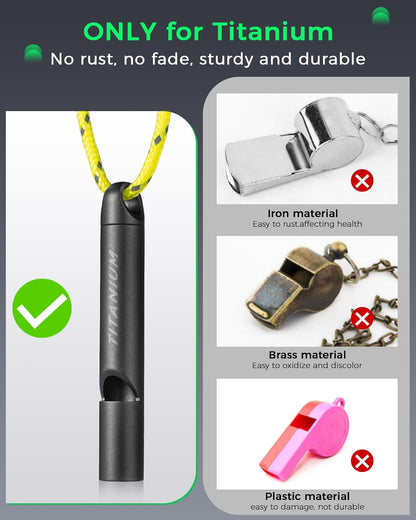 Titanium Emergency Whistle, Survival Safety Whistles for Coaches,Dog Training,Hiking, Life Saving-Loud up to 120db