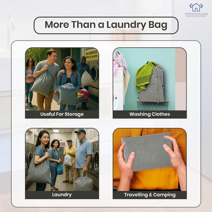 LFH Home Cotton Canvas Large Laundry Bag with Handle, Heavy Duty Drawstring Closure Washable Laundry Bags, School Travel, Home, Hotel, College Dorm, Organizer Sack, Toys Clothes 24x36 (Pack of 6)-Grey