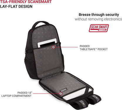 SwissGear Mini 1900 Scansmart Slim Version Laptop Backpack, Black, 16-Inch
