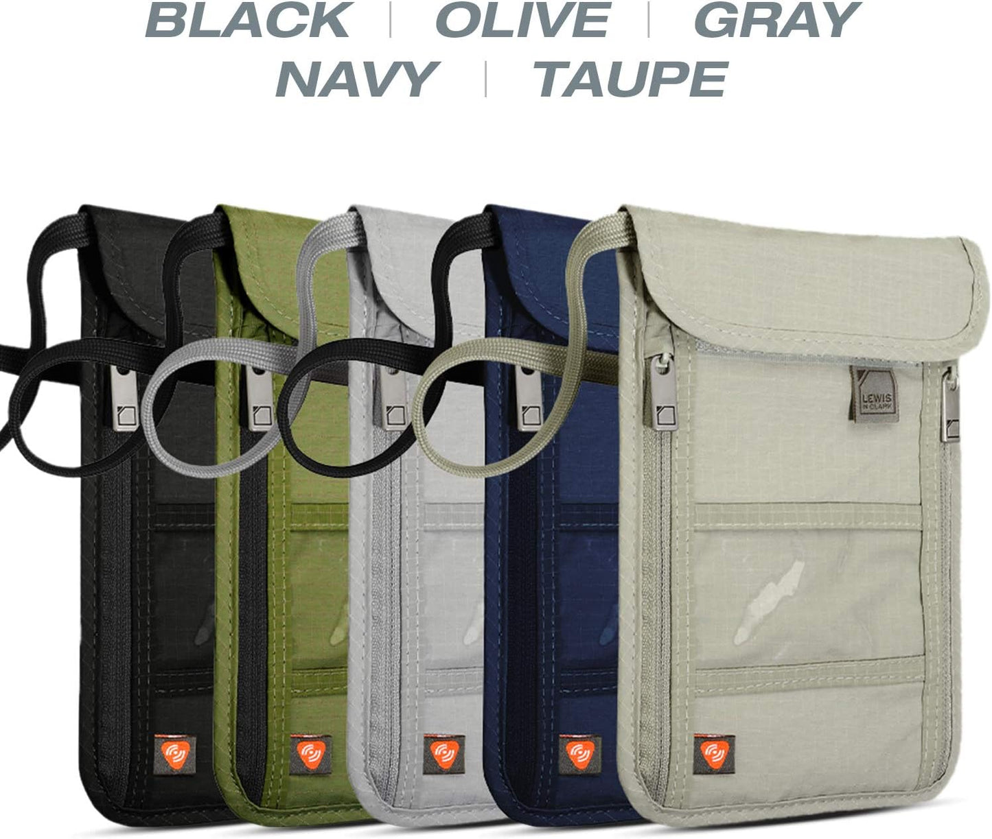Lewis N. Clark RFID Blocking Stash Neck Wallet, Travel Pouch + Passport Holder for Women & Men, Black, One Size