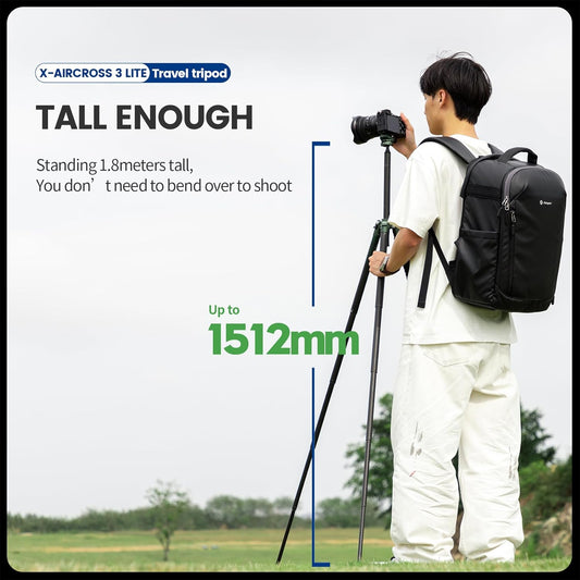 Fotopro Carbon Fiber Tripod 51 Inch 360 Degree Ball Head Quick Release Plate Lightweight Camera Tripod for Travel Tripod Folded Height Only 13.9",Max Loads up to 17.6lbs,Green