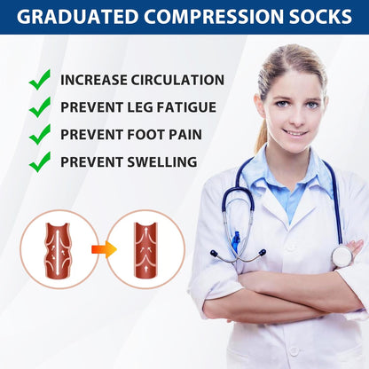 Compression Socks for Women Men Circulation Knee High 8 Pairs for Nurses, Running, Travel, Athletic