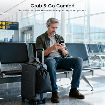 3D Inflatable Seat Cushion for Airplane Travel - Portable Air Seats Pad Pressure Relief with Storage Bag for Long Flights Car Office Camping Wheelchair Stadium Bleacher, No Pump Required, Black