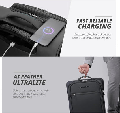 Verage Under Seat Luggage with Wheels, Softside Small Suitcase Spinner Carry On Luggage Bags for Airlines Airplanes Short Trip Men Women (Grey, 14.5-Inch Plus Underseat)