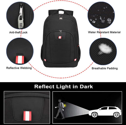 Travel Laptop Backpack, Black Backpack for Men and Women with USB Slit Business Computer Back Pack (Black, 15.6 Inch)
