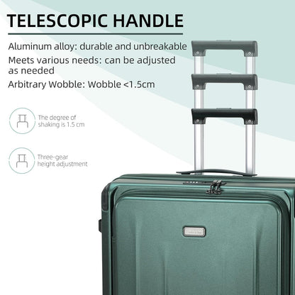 Premium Carry On Luggage, 29 Inch Top Opening Aluminum Frame Airline Approved ABS+PC Hard Shell Suitcases with Silent Wheels, TSA Lock, Front Pocket & Wet-dry Separated Six-piece set