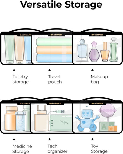 BAGSMART TSA Approved Toiletry Bag, Clear Travel Toiletry Bag, Makeup Cosmetic Pouch Bag for Women Quart Size Compliant Bag Organizer for Travel Essentials (Pink Pack of 2)