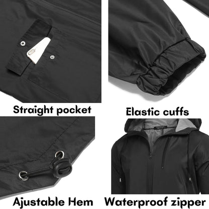 COOFANDY Men's Long Raincoat Ligtweight Rain Jacket Waterproof Outdoor Jackets with Hood