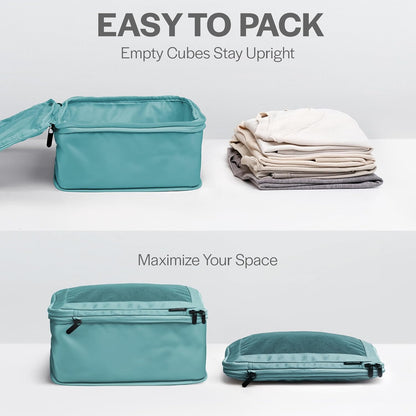 Compression Packing Cubes for Travel - Luggage Organizer Bags - Double Zipper Packing Cubes for Suitcases (2-Pack, Teal)