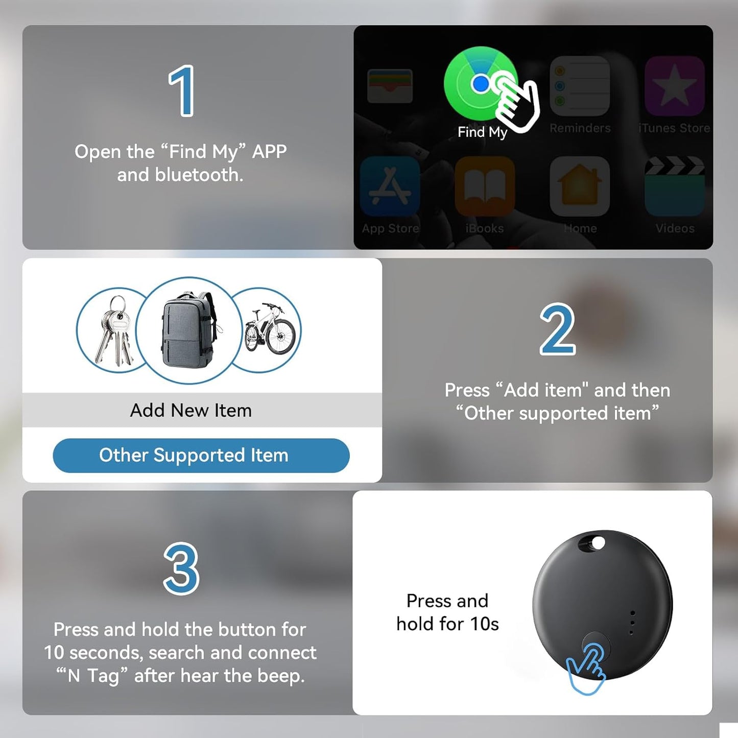 Air Tracker Tag-4 Pack,Smart Bluetooth Tracker,Smart Tag Item Finders Works with Apple Find My (iOS only) App,Air Tracker Tracking Device,Keys Finder and Item Locator for Bags,Luggage,Pets